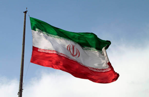 Iranian flag flies