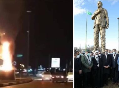Statue of slain commander Soleimani torched in Iran hours after unveiling