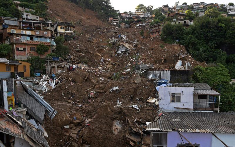 View after a mudslide in Petrópolis, Brazil, on Feb. 17 during the second day of rescue operations. Photo: Carl de Souza/AFP via Getty Images