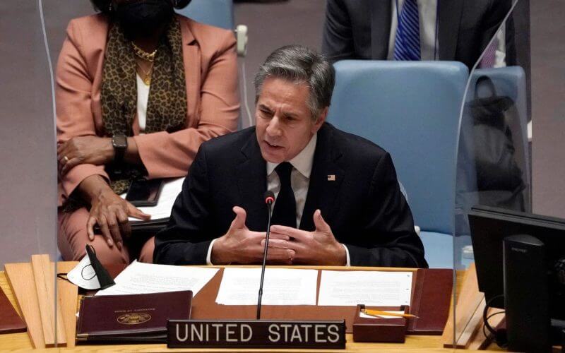 Blinken addresses the UN Security Council. Photo: Timothy A. Clary/AFP via Getty
