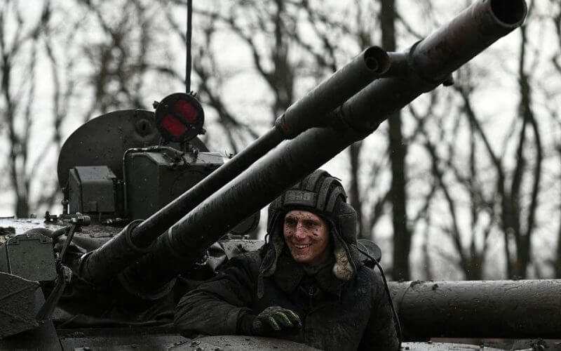 A Russian service member is seen on a BMP-3 infantry fighting vehicle during drills held by the armed forces of the Southern Military District at the Kadamovsky range in the Rostov region, Russia February 3, 2022. REUTERS/Sergey Pivovarov