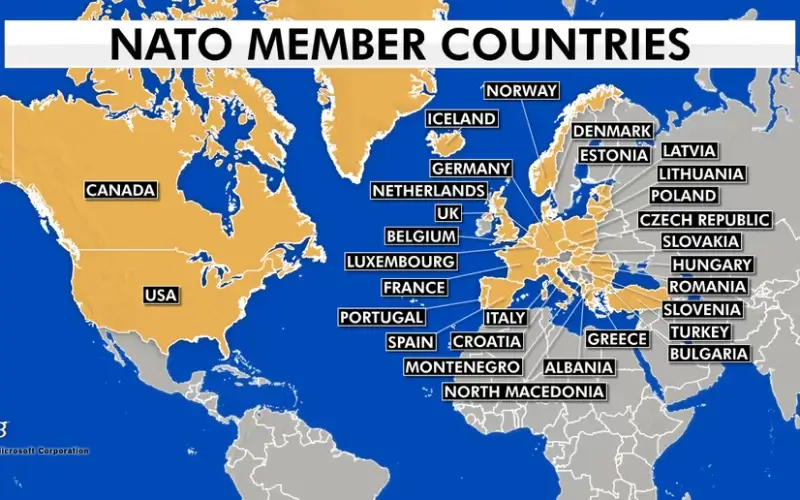 The map shows NATO member countries. Russia has opposed an expansion of the 30-member alliance. (Fox News)