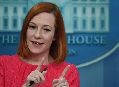 White House Press Secretary Jen Psaki holds a press briefing in the Brady Briefing Room of the White House in Washington, DC. on March 16, 2022. (Photo by NICHOLAS KAMM/AFP via Getty Images)