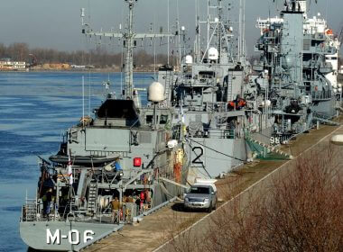 NATO warships are moored, during Baltic MCM Squadex 22 exercise, in Riga port, Latvia March 16, 2022. Picture taken March 16, 2022. REUTERS/Ints Kalnins