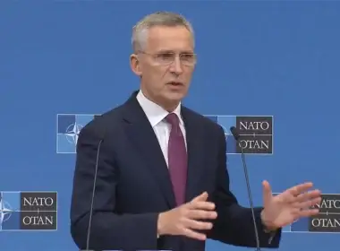 NATO Secretary Jens Stoltenberg took questions from reporters Friday, March 4, 2022. (NATO)