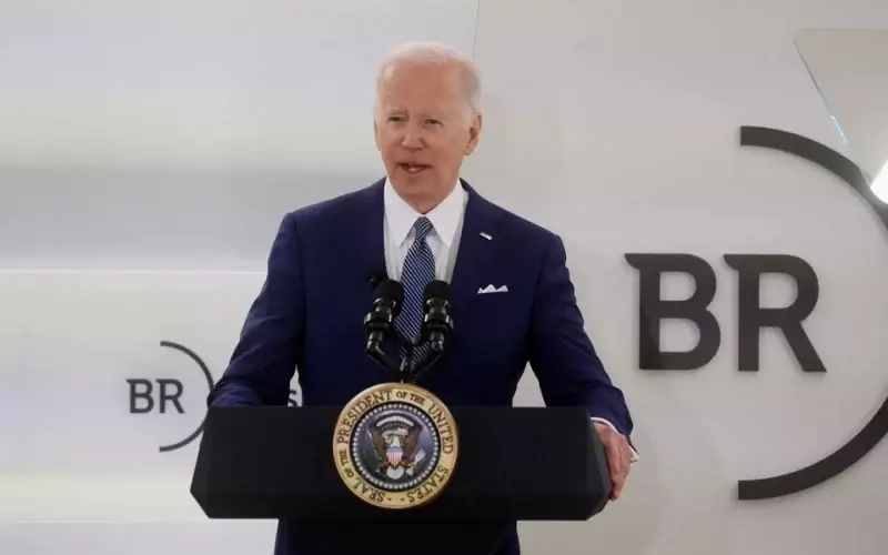 U.S. President Joe Biden discusses the United States' response to Russian invasion of Ukraine and warns CEOs about potential cyber attacks from Russia at Business Roundtable's CEO Quarterly Meeting in Washington, DC, U.S., March 21, 2022. REUTERS/Leah Millis
