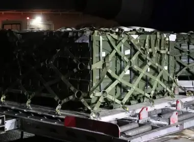 The first shipment of assistance recently directed by President Biden to Ukraine arrived tonight. Shipment includes close to 200,000 pounds of lethal aid, including ammunition for front-line defenders. (Courtesy U.S. Embassy Kyiv Twitter)
