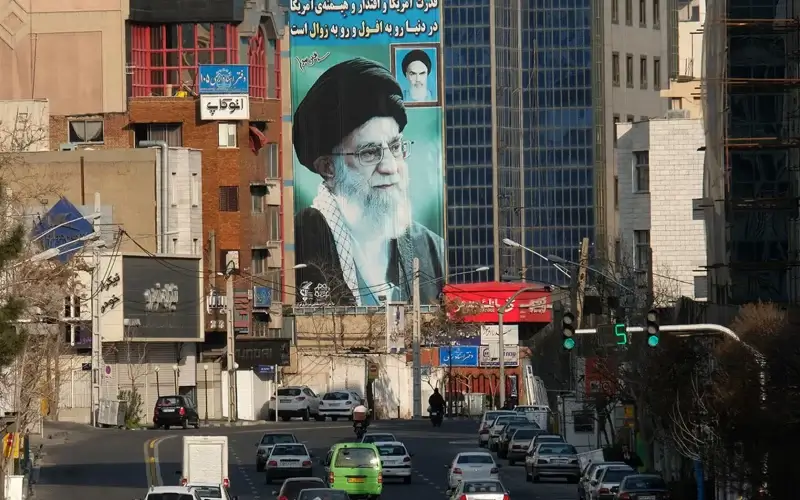 March 08, 2020: A huge mural of Ayatollah Seyyed Ali Khamenei Iran's Supreme Leader painted next to a smaller one of Ayatollah Ruhollah Khomeini (R) seen on Motahari street in Tehran, Iran. (Photo by Kaveh Kazemi/Getty Images)
