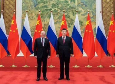 President Vladimir V. Putin of Russia, left, and President Xi Jinping of China in Beijing this month. U.S. and European officials are troubled by what is effectively a nonaggression pact between China and Russia.Credit...Li Tao/Xinhua, via Associated Press