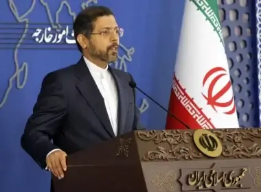 Iranian officials said on Monday that they're working with the United States to negotiate a potential prisoner exchange in tandem with a nuclear deal. Above, Iranian Foreign Ministry spokesman Saeed Khatibzadeh speaks to media during a press conference in Tehran on November 15, 2021. GETTY IMAGES/AFP