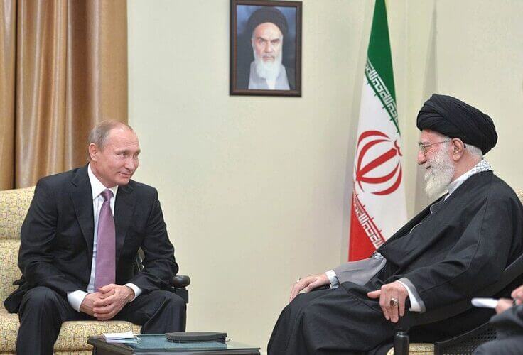Russian president Vladimir Putin and Iranian supreme leader Ali Khamenei (Alexei Druzhinin/AFP via Getty Images)
