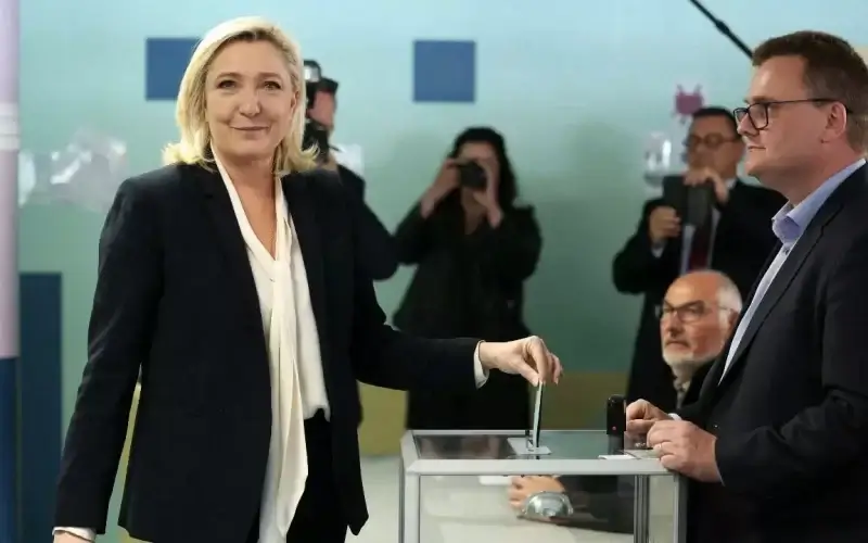 Far-right leader Marine Le Pen spoke of "shining victory" for her party even as she conceded defeat. © Thomas Samson, AFP