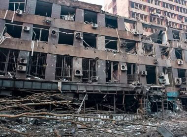 Debris of destroyed Mariupol buildings in March. On Thursday, Ukrainian politicians pointed to satellite imagery as evidence that Russian forces have tried to conceal the execution of civilians by burying bodies in mass graves. File Photo by State Emergency Service of Ukraine/UPI | License Photo