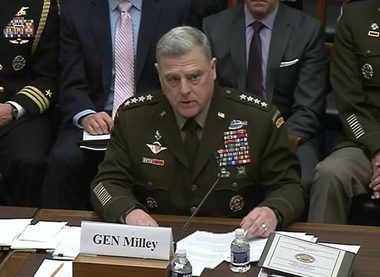 Chairman of the Joint Chiefs of Staff Gen. Mark Milley speaks during a House Armed Services Committee hearing on the fiscal year 2023 defense budget, April 5, in Washington. AP-Yonhap