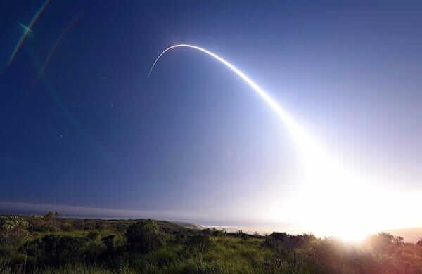 An unarmed Minuteman III intercontinental ballistic missile, equipped with a test reentry vehicle, is launched during an operational test at Vandenberg Air Force Base, California, Feb. 25, 2016. (U.S. Air Force photo by Senior Airman Kyla Gifford)