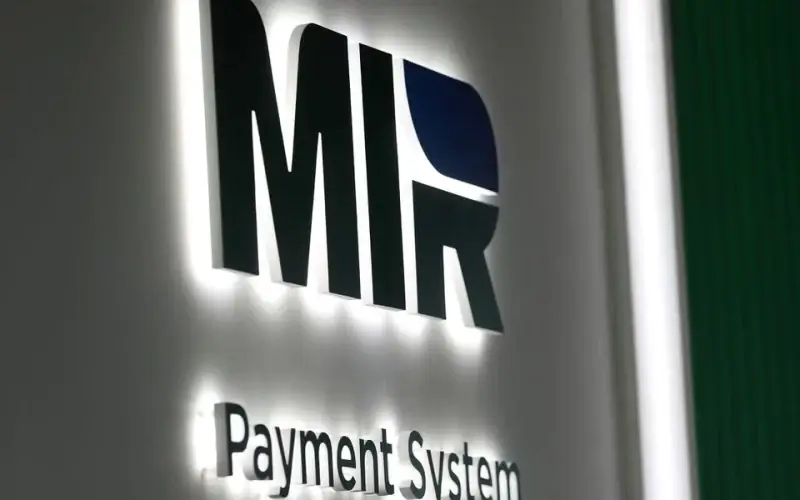 The logo of MIR payment system is on display at the St. Petersburg International Economic Forum (SPIEF) in Saint Petersburg, Russia, June 2, 2021. REUTERS