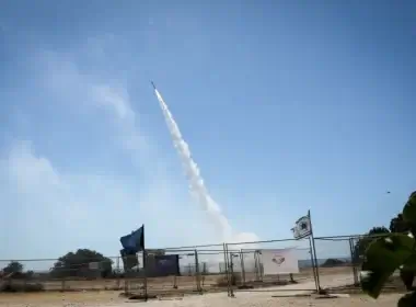 Iron dome anti-missile system fires interception missiles as rockets fired from the Gaza Strip to Israel, in the southern Israeli city of Ashkelon, May 19, 2021. (photo credit: OLIVIER FITOUSSI/FLASH90)