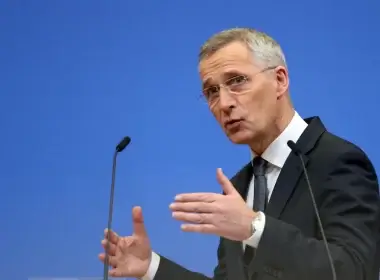 General Secretary Jens Stoltenberg during a press conference at the NATO headquarters in Brussels | François Walschaerts/AFP via Getty Images