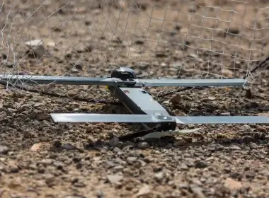 This image provided by the U.S. Marine Corps, shows a Switchblade 300 10C drone system that was being used as part of a training exercise at Marine Corps Air Ground Combat Center Twentynine Palms, Calif., on Sept. 24, 2021. (Cpl. Alexis Moradian/U.S. Marine Corps via AP)