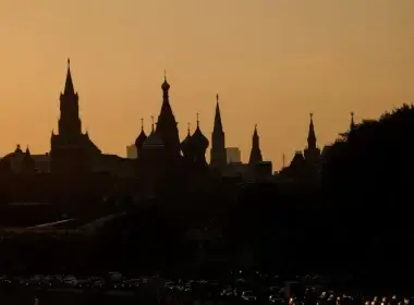 St. Basil's Cathedral and towers of Kremlin are silhouetted against the sunset in Moscow, Russia August 12, 2021. REUTERS/Evgenia Novozhenina