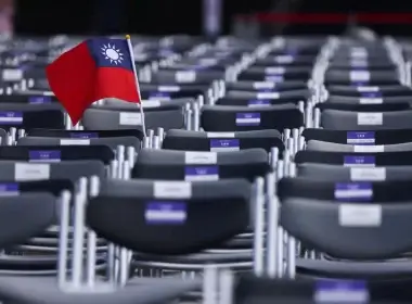 A Taiwan flag is pictured during the national day celebration in Taipei, Taiwan, October 10,2021. REUTERS/ Ann Wang