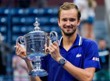 The Wimbledon ban means that world men's No. 2 Daniil Medvedev -- pictured here after winning the U.S. Open last September -- cannot play in London in June. File Photo by Corey Sipkin/UPI