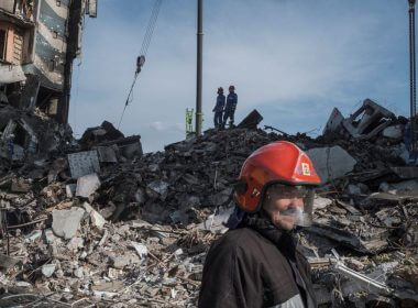 Firefighters work at the site of buildings that were destroyed by shelling, amid Russia's invasion of Ukraine in Borodyanka, in the Kyiv region, Ukraine, April 7, 2022. REUTERS/Marko Djurica