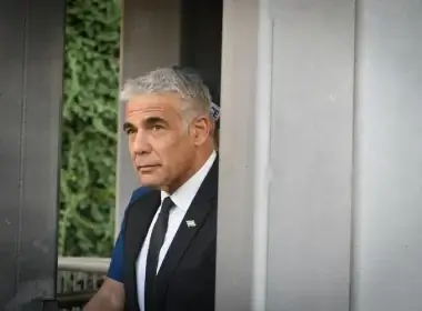 Foreign Minister Yair Lapid at the Damascus Gate in the Old City of Jerusalem on April 3, 2022. Arie Leib Abrams/Flash90Israel's