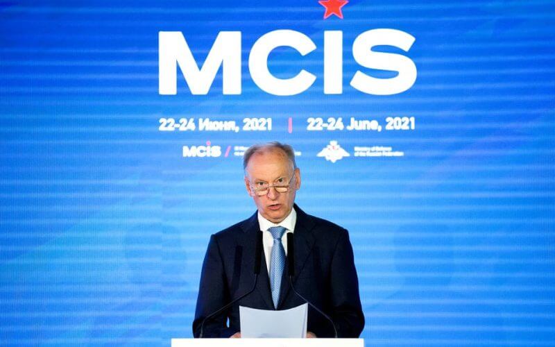 Russia's security council secretary Nikolai Patrushev delivers his speech at the IX Moscow conference on international security in Moscow, Russia June 24, 2021. Alexander Zemlianichenko/Pool via REUTERS
