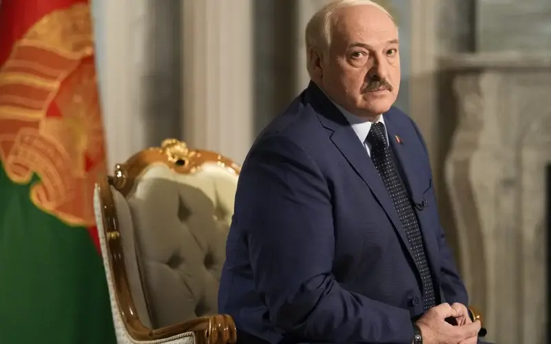 Belarus President Alexander Lukashenko claims his country is trying to stop the war between Russia and Ukraine. (AP/Markus Schreiber)