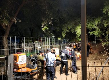 Medics at the scene of a suspected terror attack in Elad, on May 5, 2022. (United Hatzalah)