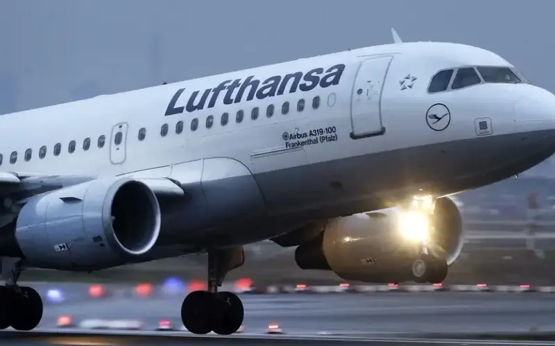 A Lufthansa aircraft starts at the airport in Frankfurt, Germany, Saturday, March 7, 2020. Germany's biggest airline, Lufthansa, said it would cut up to 50% of its flights in the next few weeks, depending on how the virus outbreak develops. It said i (ASSOCIATED PRESS / AP Images)