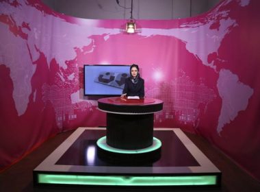 Basira Joya, 20, presenter of the news program sits during recording at the Zan TV station (women's TV) in Kabul, Afghanistan, May 30, 2017. (AP Photo/Rahmat Gul, File)