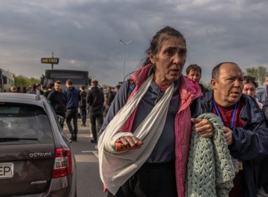 Ukrainian civilians, some injured, arrive on a bus in Zaporizhzhia, Ukraine, on Tuesday from the southern city of Mariupol. Photo by Roman Pilipey/EPA-EFE