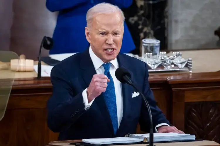 President Joe Biden delivers his first State of the Union address to a joint session of Congress at the Capitol, Tuesday, March 1, 2022, in Washington. Jim Lo Scalzo/Pool via AP