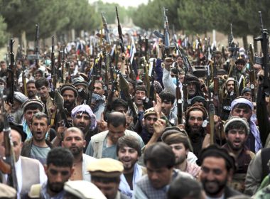 Afghan militiamen join Afghan defense and security forces during a gathering in Kabul, Afghanistan, on June 23, 2021. (AP Photo/Rahmat Gul, File)