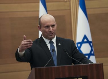 Israeli Prime Minister Naftali Bennett speaks during a joint statement with Foreign Minister Yair Lapid, at the Knesset, Israel's parliament, in Jerusalem, Monday, June 20, 2022. (AP Photo/Maya Alleruzzo)