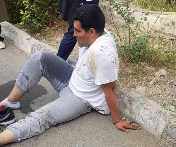 Iranian boxer Reza Moradkhani after he was shot by a hijab police. iranintl.com