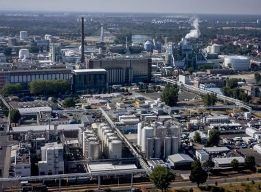 The Industrial Park of Hoechst is pictured in Frankfurt, Germany, Thursday, June 23, 2022. (AP Photo/Michael Probst)