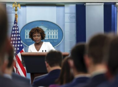 White House press secretary Karine Jean-Pierre speaks during a daily press briefing at the White House in Washington on June 6, 2022. (Kevin Dietsch/Getty Images)