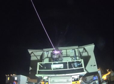 The 'Iron Beam' laser-based air defense system is seen intercepting a target over southern Israel, March 2022. (Defense Ministry)