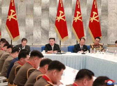 North Korean leader Kim Jong Un holds theThird Enlarged Meeting of Eighth Central Military Commission of the Workers' Party of Korea (WPK) in Pyongyang, North Korea, in this photo released by the country's Korean Central News Agency (KCNA) June 24, 2022. KCNA via REUTERS