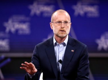 Brendan Carr, commissioner of the Federal Communications Commission, speaks at the CPAC convention in National Harbor, Md., on Feb. 29, 2020. (Samira Bouaou/The Epoch Times)