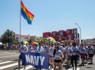 Sailors march as part of the San Diego Military Contingent at the 2018 San Diego Pride Parade. (U.S. Navy Photo by Mass Communication Specialist 3rd Class Nicholas Burgains/Released)