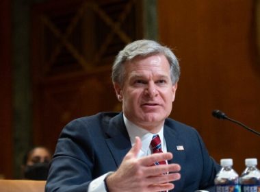 FBI Director Christopher Wray speaks during a Senate Appropriations Subcommittee hearing on the fiscal year 2023 budget for the FBI at the U.S. Capitol in Washington on n May 25, 2022. (Bonnie Cash - Pool/Getty Images)