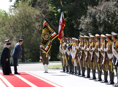 Iranian President Ebrahim Raisi welcomes Venezuelan President Nicolas Maduro during a welcoming ceremony, in Tehran, Iran, June 11, 2022. President Website/WANA (West Asia News Agency)/Handout via REUTERS