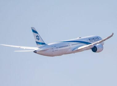 An illustrative photo of an El Al flight taking off from Ben Gurion International Airport, outside Tel Aviv, October 25, 2021. (Yossi Aloni/FLASH90)