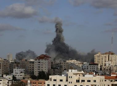 An Israeli air strike hits a building in Gaza City, May 17, 2021. (AP Photo/Hatem Moussa, File)