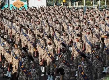 Members of the Islamic Revolutionary Guard Corps (IRGC) during the annual "Holy Defense Week" military parade in the capital Tehran, Iran, on September 22, 2019. Iranian Presidency / AFP