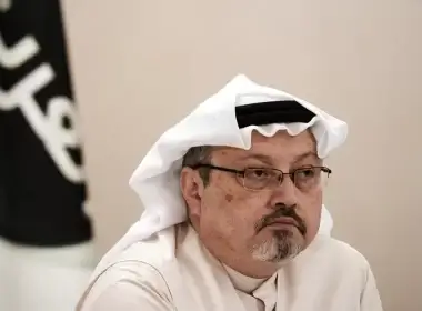 A general manager of Alarab TV, Jamal Khashoggi, looks on during a press conference in the Bahraini capital Manama, on December 15, 2014. (MOHAMMED AL-SHAIKH/AFP via Getty Images)